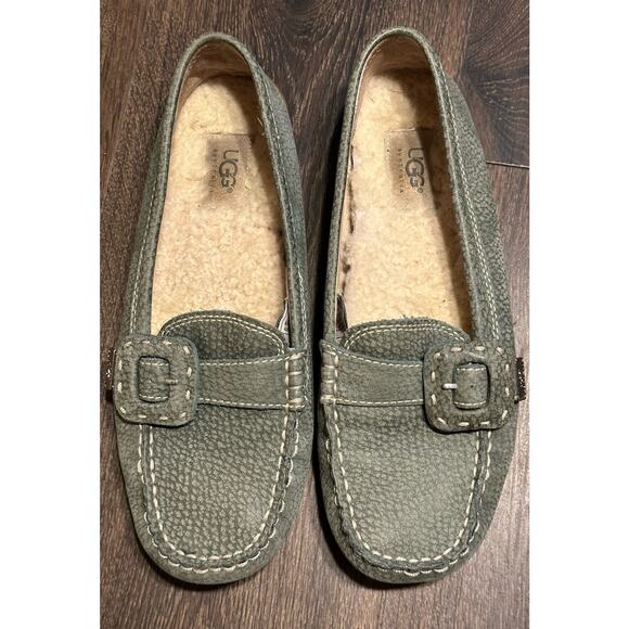 Ugg Flat Thelma Shoes Blue Turquoise Teal With Buckle, Loafers SZ 8 - Picture 1 of 10